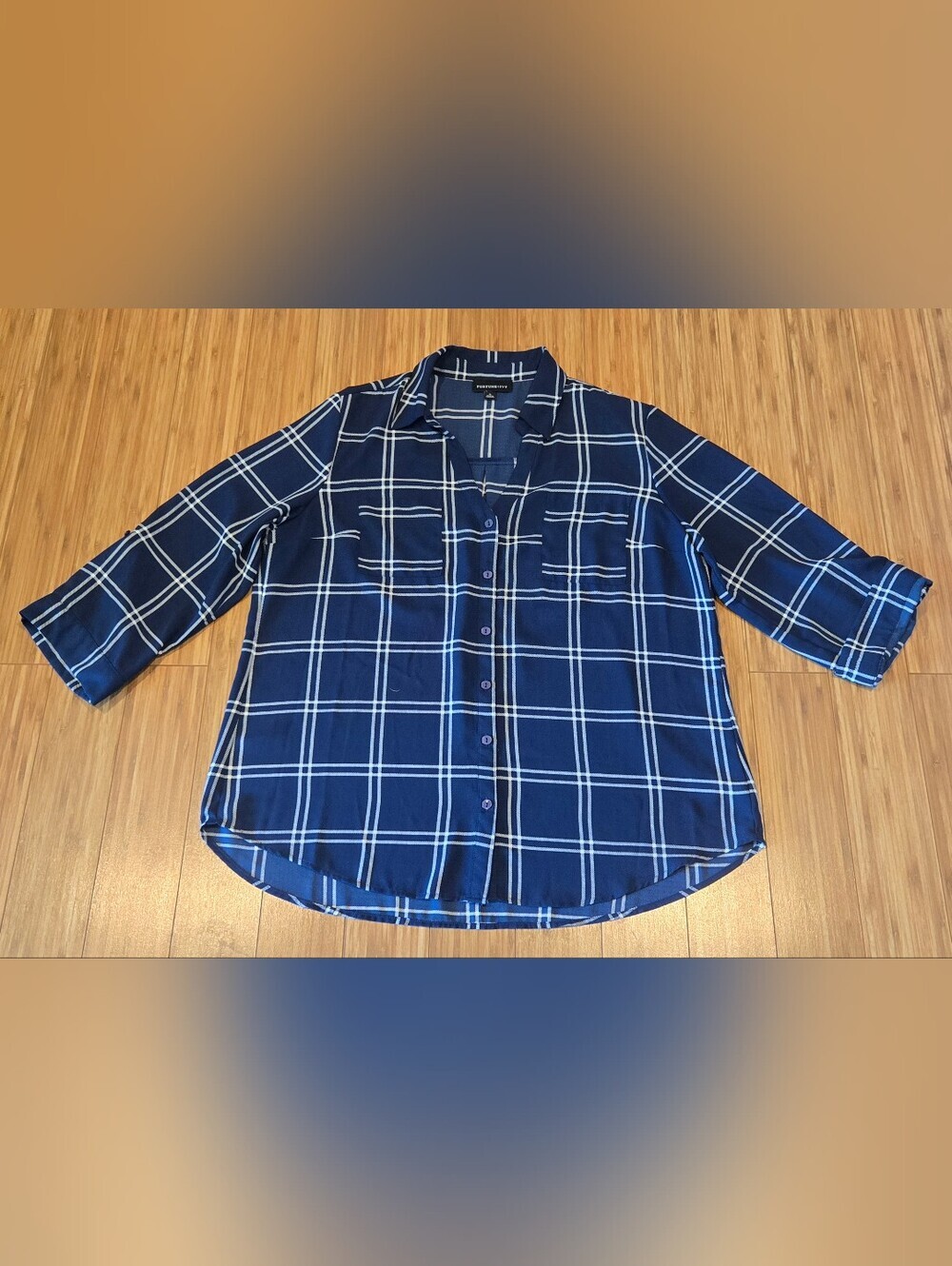 Fortune + Ivy Navy Windowpane Button-Down Shirt